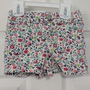 Baby Gap 1960 Floral Print Girls' Denim Shorts - White Background Size 3T